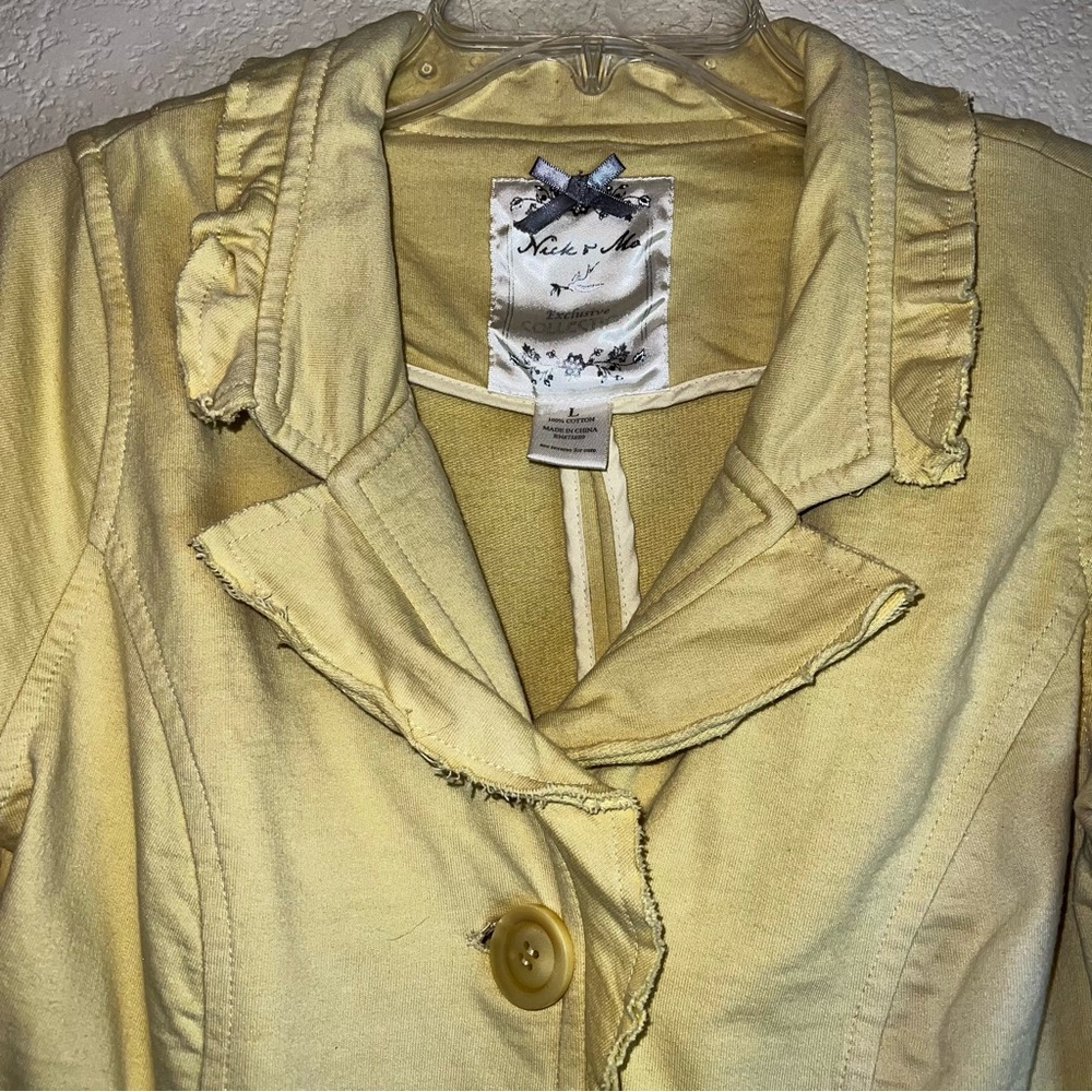 Nick & Mo Exclusive Collection Yellow Ruffle Hem Blazer Sz L - Picture 2 of 13